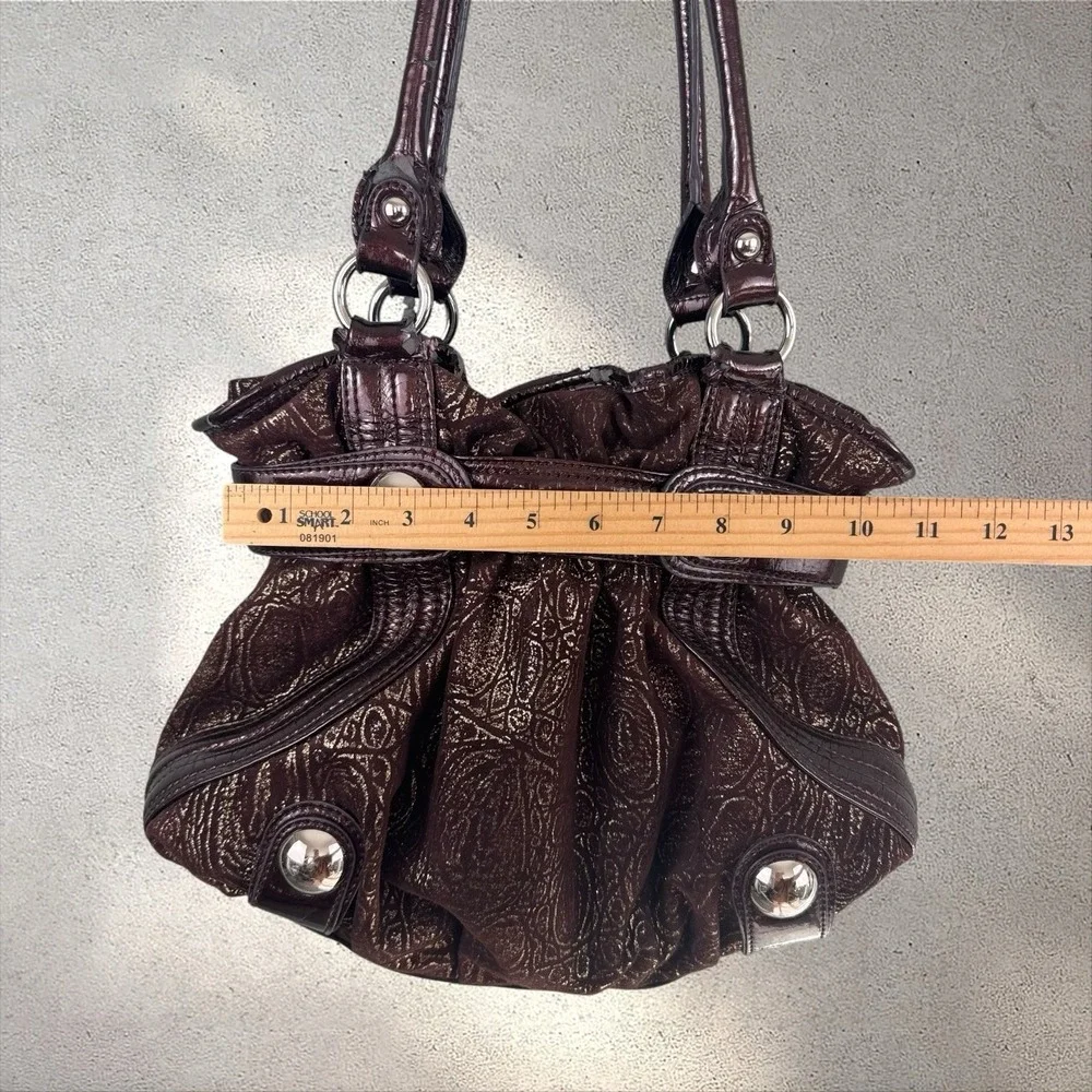 Vintage Y2K Kathy Van Zeeland Hobo Shoulder Bag Purse in Brown Metallic